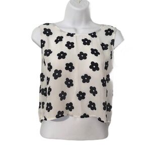 Y2K Retro Daisy Floral Crop Top Tank Emily + M Black White Size Small